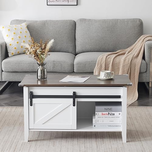 Miniatura 67 de VINGLI Mesa de centro con tapa elevable, 36 pulgadas, pequeña mesa de centro de madera con almacenamiento, mesa central rectangular de madera con