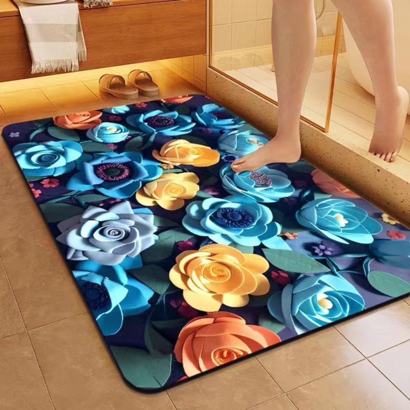 Tapis de bain en terre de diatomée absorbant et anti-humidité pour douche