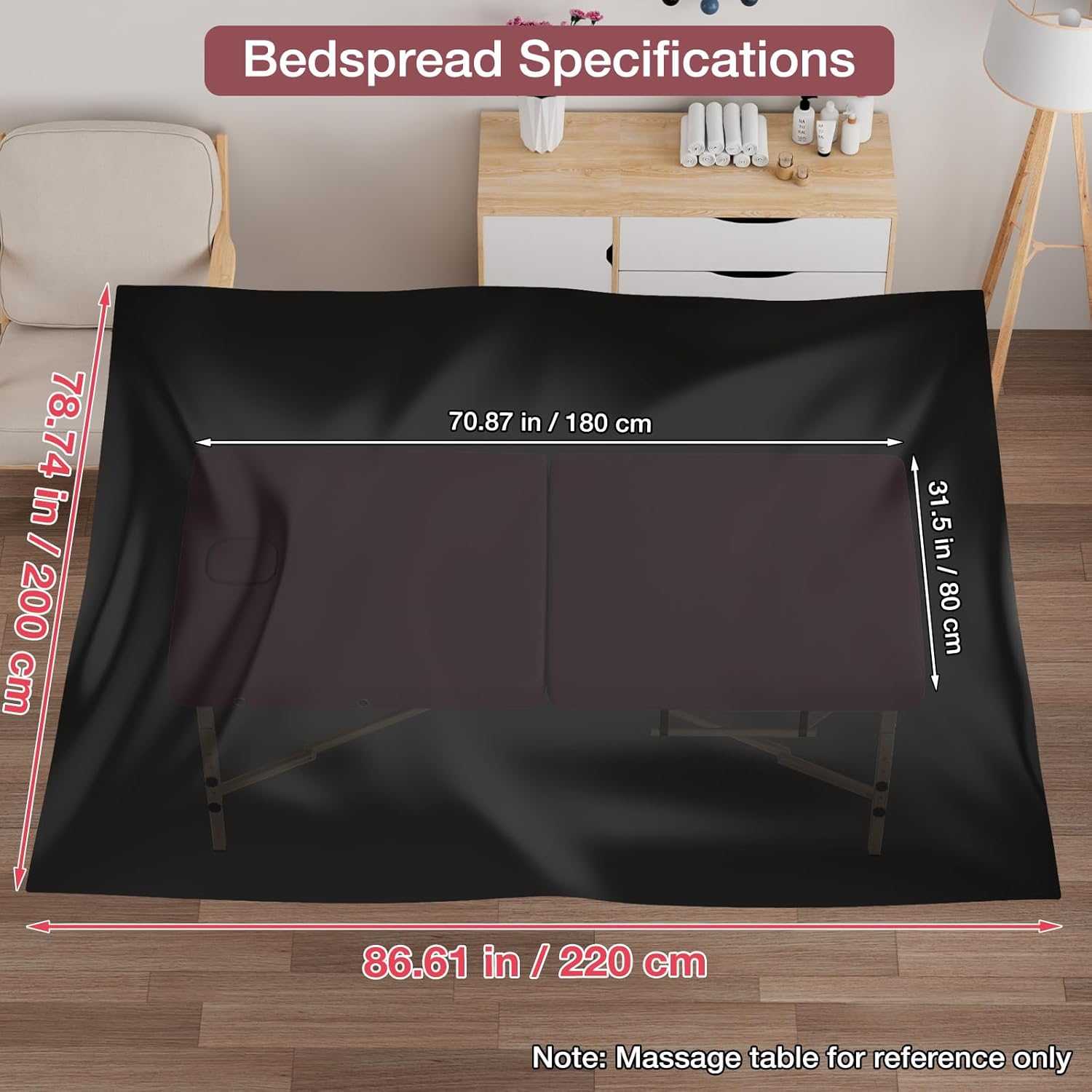 Noverlife 87x79in Waterproof Massage Table Cover, Reusable Waxing Mat for Table PVC Body Wax Bed Pad Protection Cover Sheet for Massage Bed, Wax Bed Sheet for Waxing Body Wax Bed Pad for Tattoo