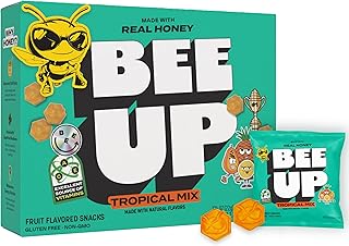 BEEUP Honey Fruit Snacks – With a Teaspoon of Honey in Every Pouch – Dye Free, No Corn Syrup – Individually Wrapped Fruit Snack Packs for School, Sports, Soccer – Tropical Mix (Pack of 10)
