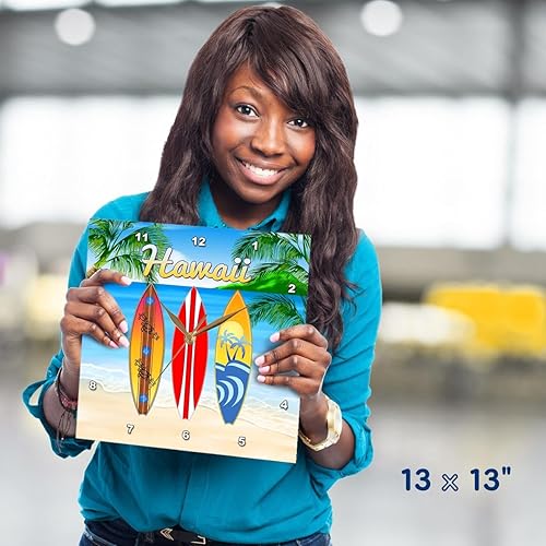 Miniatura 5 de 3dRose Wall Clock Silent - 13 inch - Hawaiian Retro Surfboards Beach Vacation Design. - Creative Studios - Hawaii