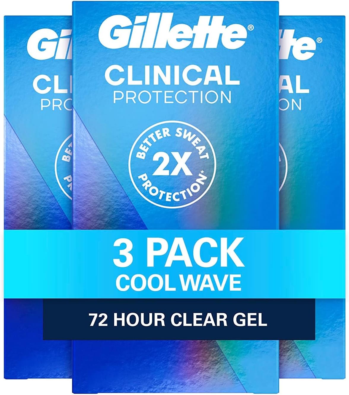 Gillette Clinical Strength Clear Gel Men's Antiperspirant and Deodorant, 72-Hour Sweat Protection, Cool Wave, #1 Clinical Brand For Men, 1.6 oz (Pack of 3)