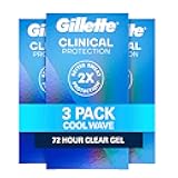 Gillette Clinical Antiperspirant and Deodorant for Men, 72hr Sweat & Odor Protection, Long Lasting Freshness, Anti-White Mark Technology, Clear Gel, Cool Wave Scent, 1.6 oz (Pack of 3)