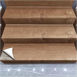 Vintage Wood Grain PVC Stair Stickers for Stair Treads Riser,Peel and Stick Stair Decals Staircase Tile,Rustic Faux Wood Contact Paper Roll,Stair Steps Stickers Decals for Home Kitchen Office Decor(Br