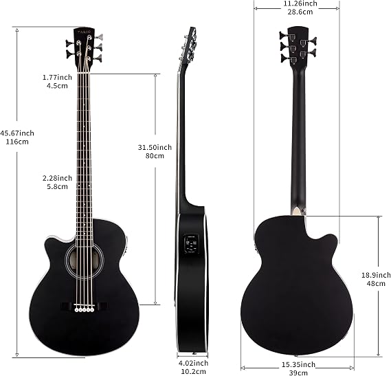 TARIO Left-handed 5 String Electric Acoustic Bass spruce top Mahogany back & sides (Left-handed 5 string)