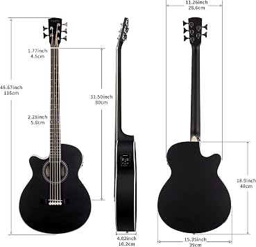 TARIO Left-handed 5 String Electric Acoustic Bass spruce top Mahogany back & sides (Left-handed 5 string)
