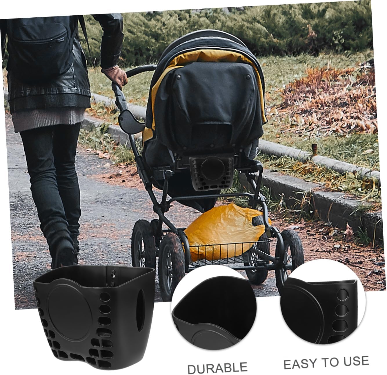 Unomor Portable Stroller Hanging Organizer Basket for Diapers Wipes and Bottles Lightweight Storage for Shopping Travel and Outdoor Activities