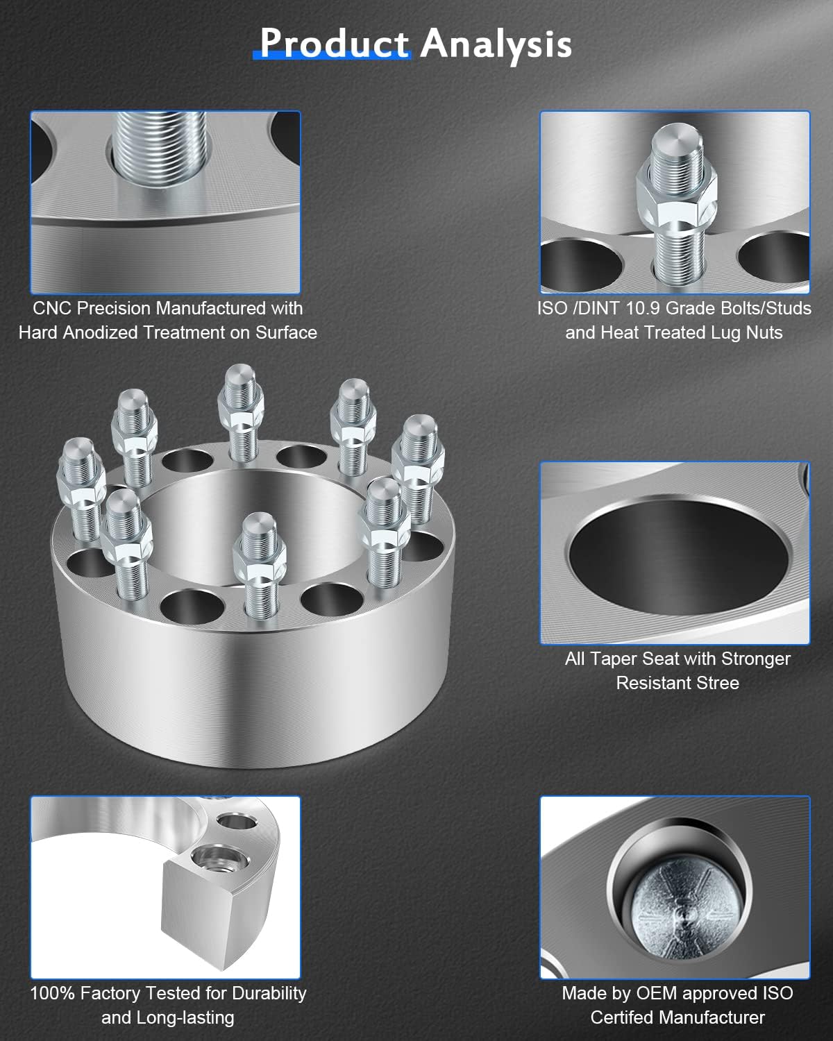 ECCPP 2PCS 8 Lug Wheel Spacers 3" 75mm 8x6.5 to 8x6.5 125mm fits for Econoline 250 for Econoline 350 with 9/16x18 Studs&Lug Nuts