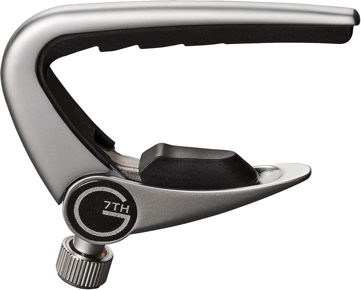 Newport 12 String Silver Guitar Capo - Groundbreaking Compensated String Pad & Adjustable Tension - Capo for 12 String Acoustic and Electric Guitar - UK Designed