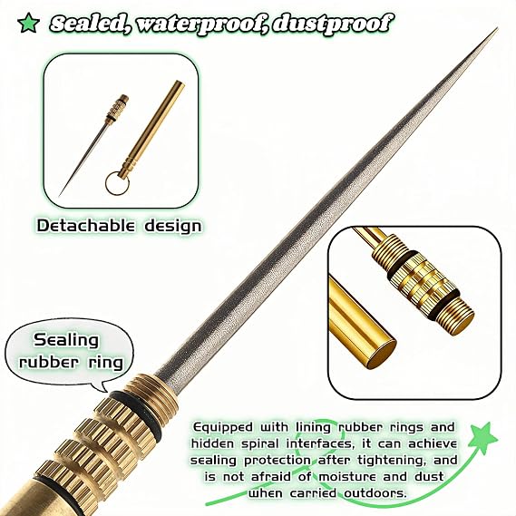 Portable Titanium Toothpick, Multi-Functional Reusable Stainless Steel Toothpick for Camping, Hiking, Travel & Home - Extendable, Waterproof, Rust-Proof, Easy Clean Dental Pick & Fruit Pick (Gold)