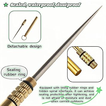 Portable Titanium Toothpick, Multi-Functional Reusable Stainless Steel Toothpick for Camping, Hiking, Travel & Home - Extendable, Waterproof, Rust-Proof, Easy Clean Dental Pick & Fruit Pick (Gold)