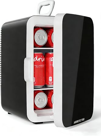 Antarctic Star Compact Mini Fridge, 10L/2.6Gal Portable Small Refrigerator with AC/DC Power, Thermoelectric Cooler for Beverage, Food, Skincare, Makeup, Car, Bedroom, Office, Dorm, Black