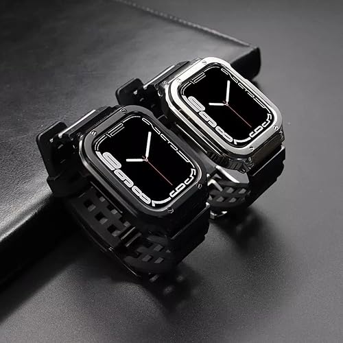 Miniatura 8 de SUPLINK Caja y correas de acero inoxidable compatibles con Apple Watch Band de 1.732 pulgadas (1.732 in) para hombres, carcasa protectora resistente