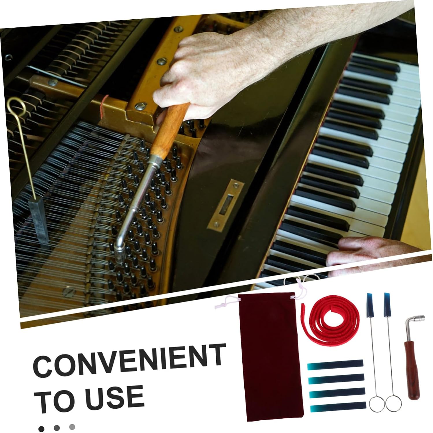Kisangel Professional Piano Tuning Kit Ergonomic Tuner Wrench Mute Hammer and Accessories for Piano Repair Precision Music Instrument Tuning Tools for Beginners and Professionals