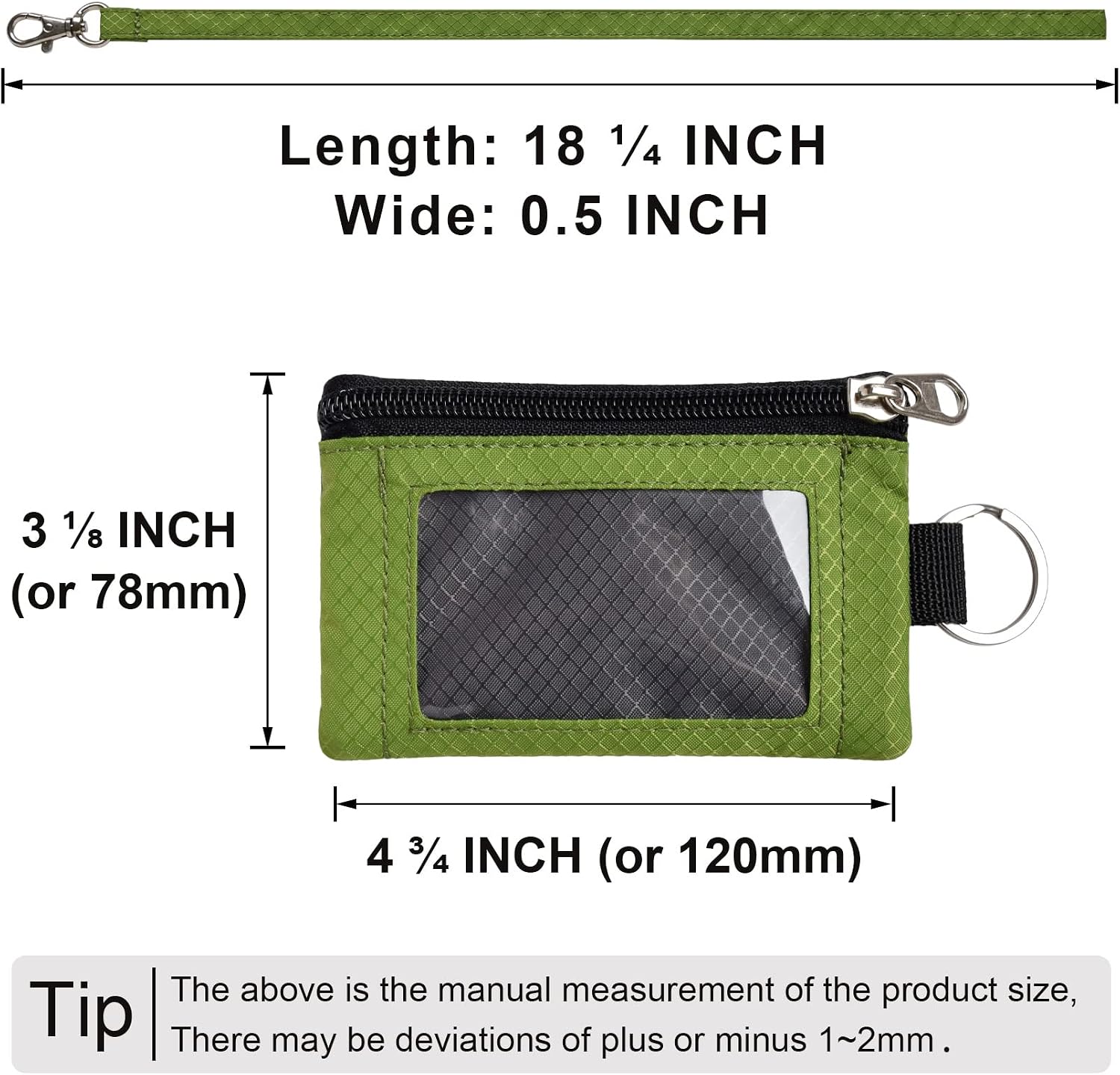 CHENSPRX Minimalist RFID Blocking Small Wallet with ID Window,WaterResistant Zip Id Case Wallet with Lanyard Keychain for Cards,Cash,Travel,Women,Men image 5