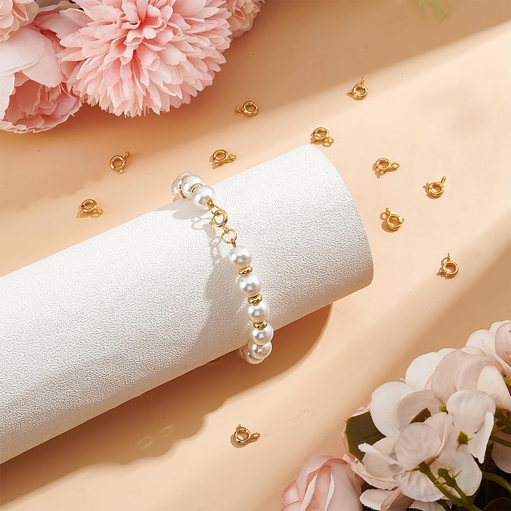 UNICRAFTALE 40pcs Real 18K Gold Plated Spring Ring Clasps 6mm Necklace Bracelet Connector Clasps Mini Brass Spring Ring Clasp Metal Jewelry Clasp for DIY Jewelry Making