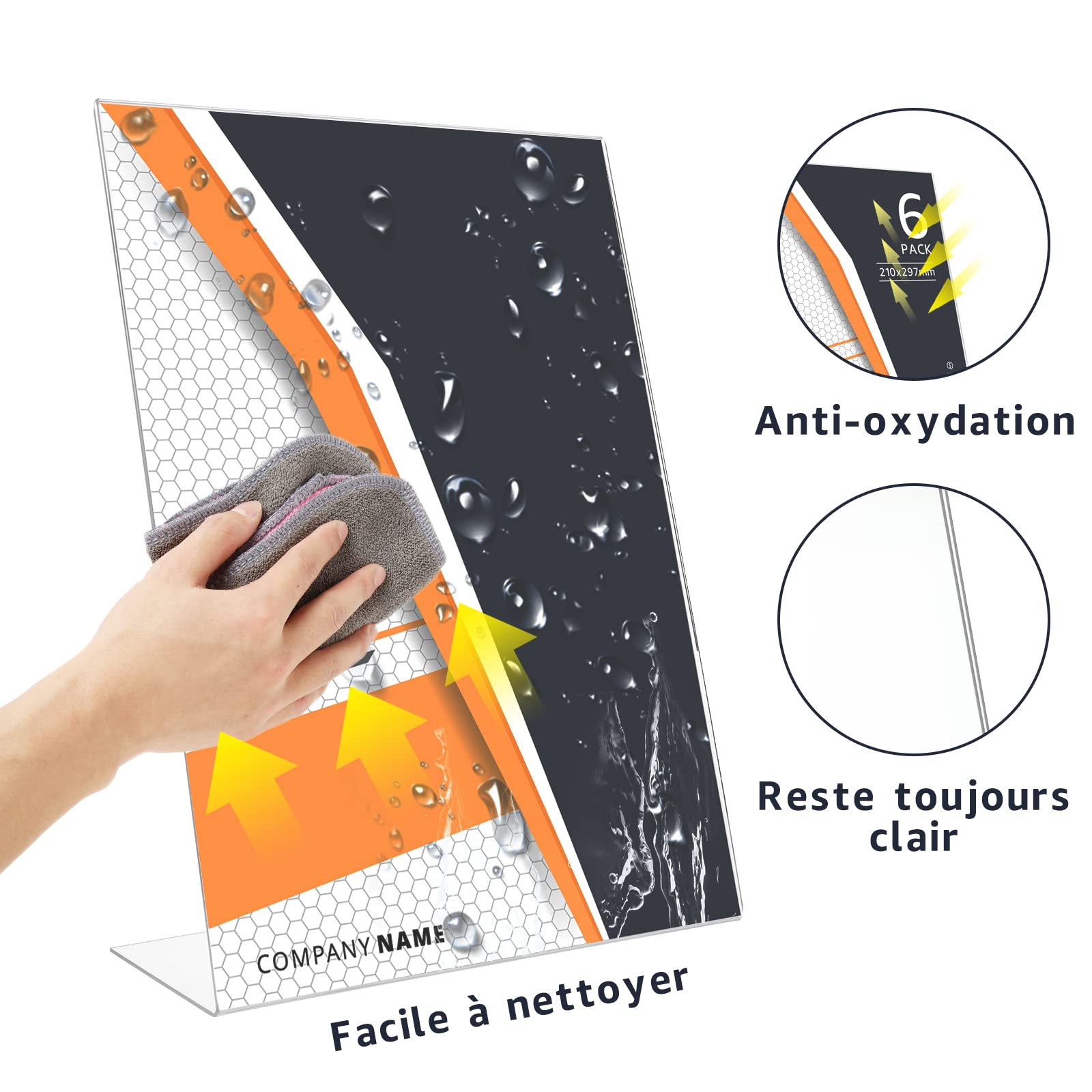 SENENQU 6 Stück Acryl Aufsteller Din A4 Tischaufsteller Schräg, L Ständer Acryl Tischaufsteller A4 Aufsteller Plexiglas für Thekenaufsteller, Restaurant, Büro, Werbeaufsteller, Shop