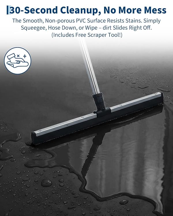 Garage Mat with Raised Edge, 1000D PVC Non-Slip Floor Protector for Cars Trucks SUVs, Snow Melt Containment Tray for Winter, Comes with Squeegee & 8 Attachment Straps, 4 Size Options (7.9x16 to 8.6x22 by EliteEdge - Image 2