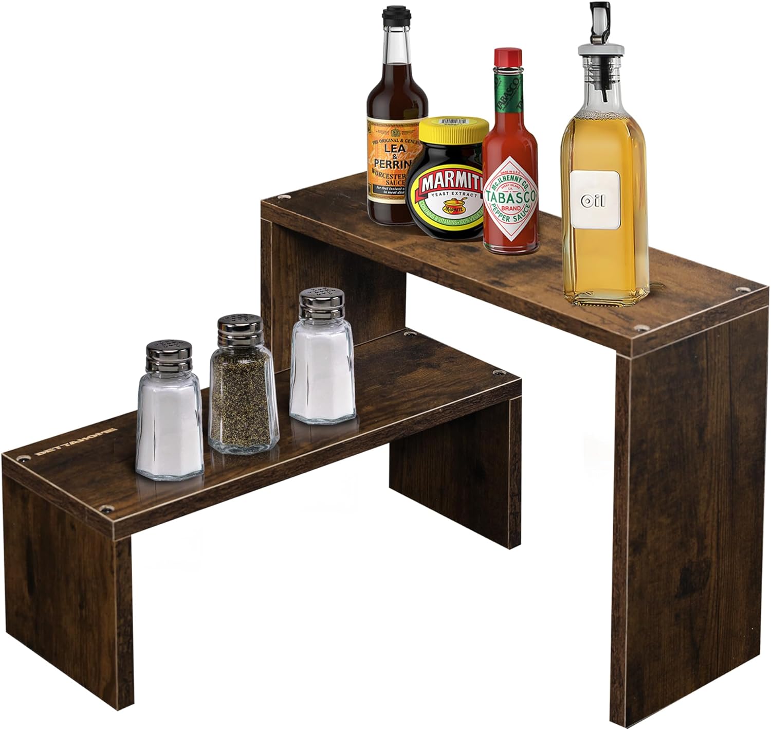 BETTAHOME Countertop Corner Spice Rack for Kitchen, 2 Tier