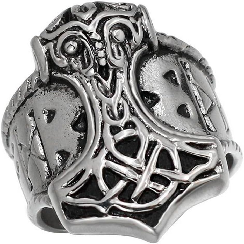 Men's Viking Ring Stainless Steel Quake Ring Silver Tone Vintage Retro King Marquess Earl Ring Black Size 8-13