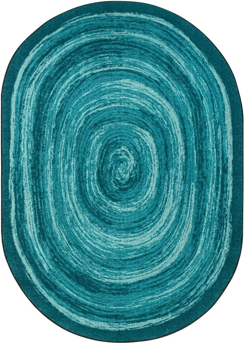Joy Carpets Feeling Fun 7'8" x 10'9" Oval Area Rug in Color Teal