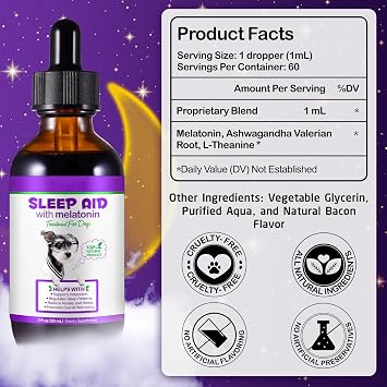 2PCS Melatonin for Dogs,Sleep Aid Drops for Dogs and Cats,Anxiety Relief,Support Relaxation & Deep Sleep for Dogs