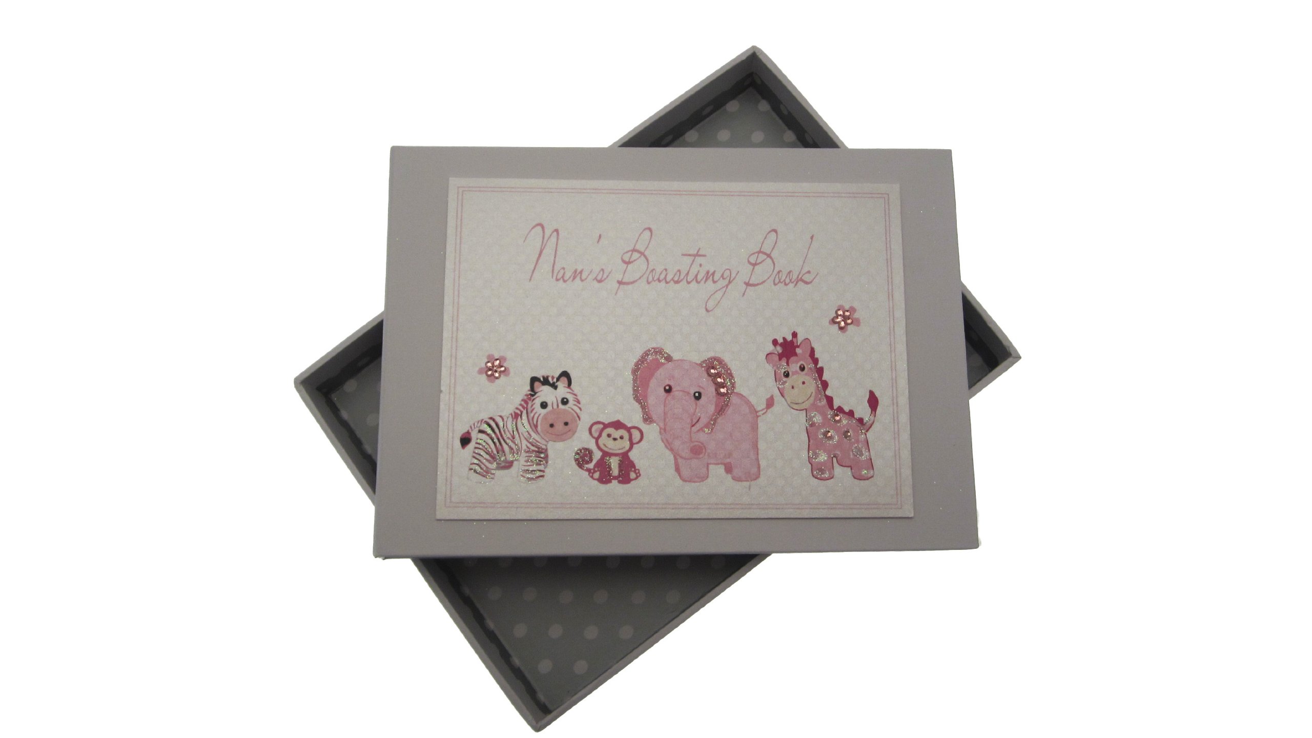White Cotton Cards Nanna's Boasting Book - Tiny Blue Photo Album Holds 32 Photos (6x4 Cm) - Handmade UK Gift