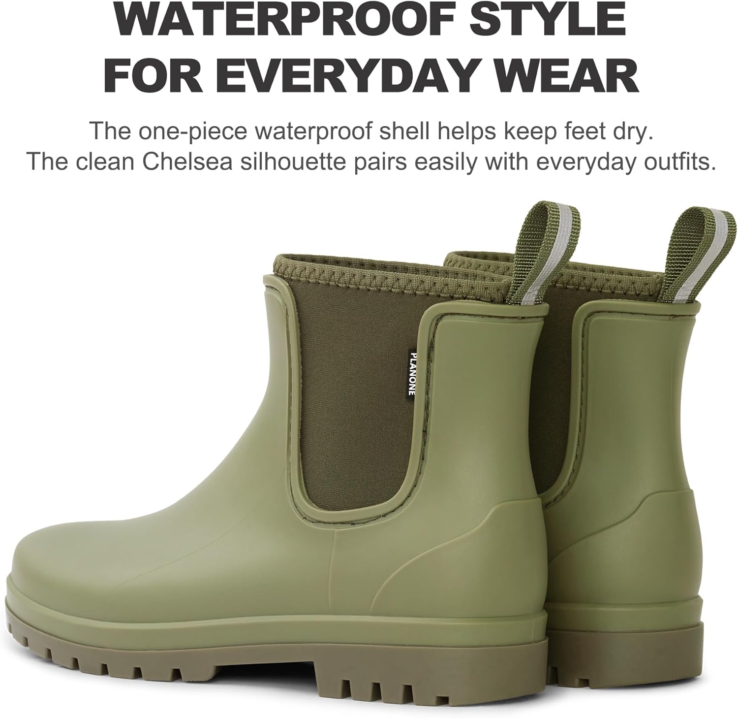 planone Short Rain Boots for Women Waterproof Soft Lined Neoprene Chelsea Boots Ankle Non-Slip Rubber Boots Lightweight Outdoor Garden Shoes Work Boots with Arch Support and Removable Comfort Insole