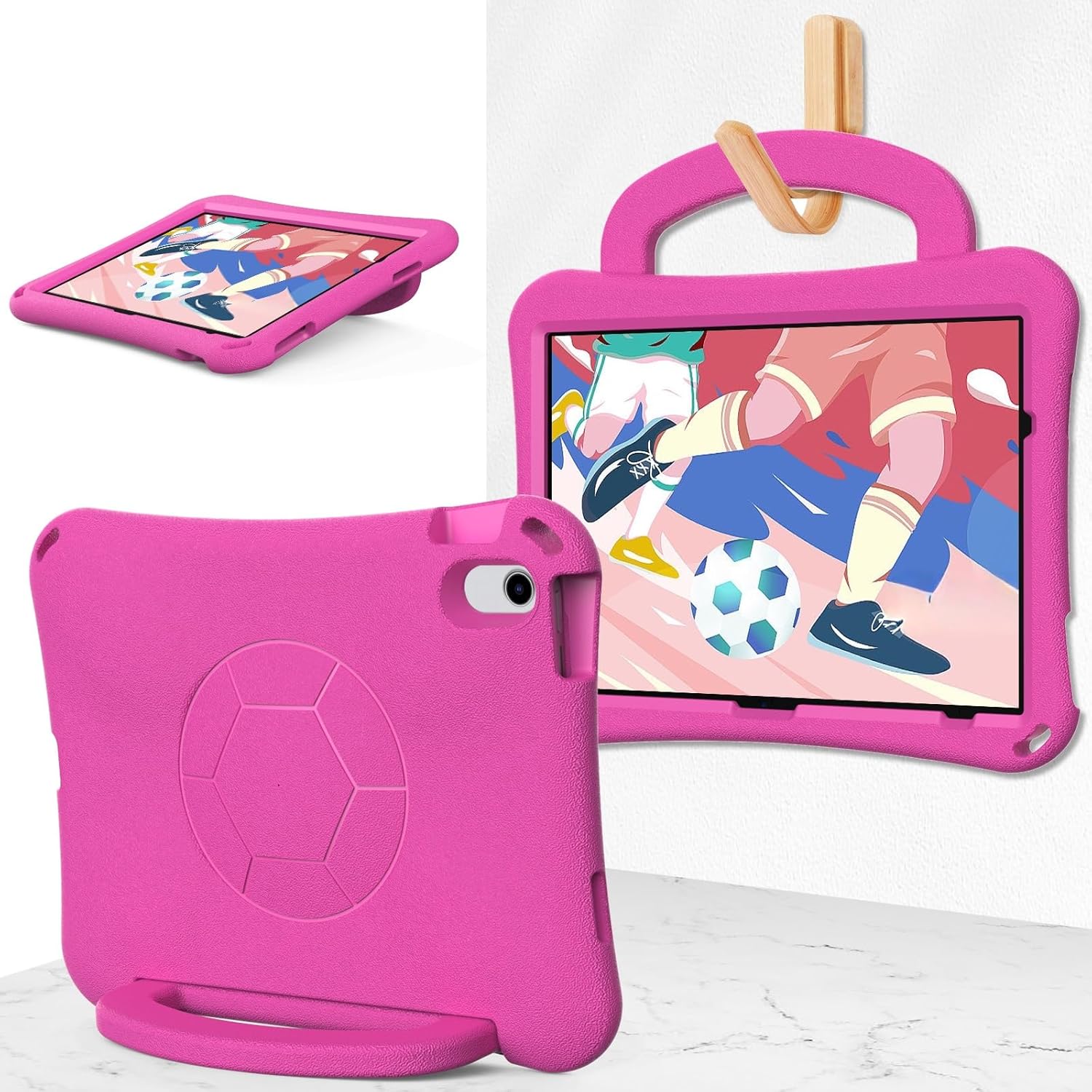 Tablet PC Bags Cases Sleeves Compatible with iPad (A16) 11th Generation 2025Tablet Case Lightweight Shockproof Kids Friendly Cover with Handle Stand Case for Kids Friendly Protective Cover(Rose Red)