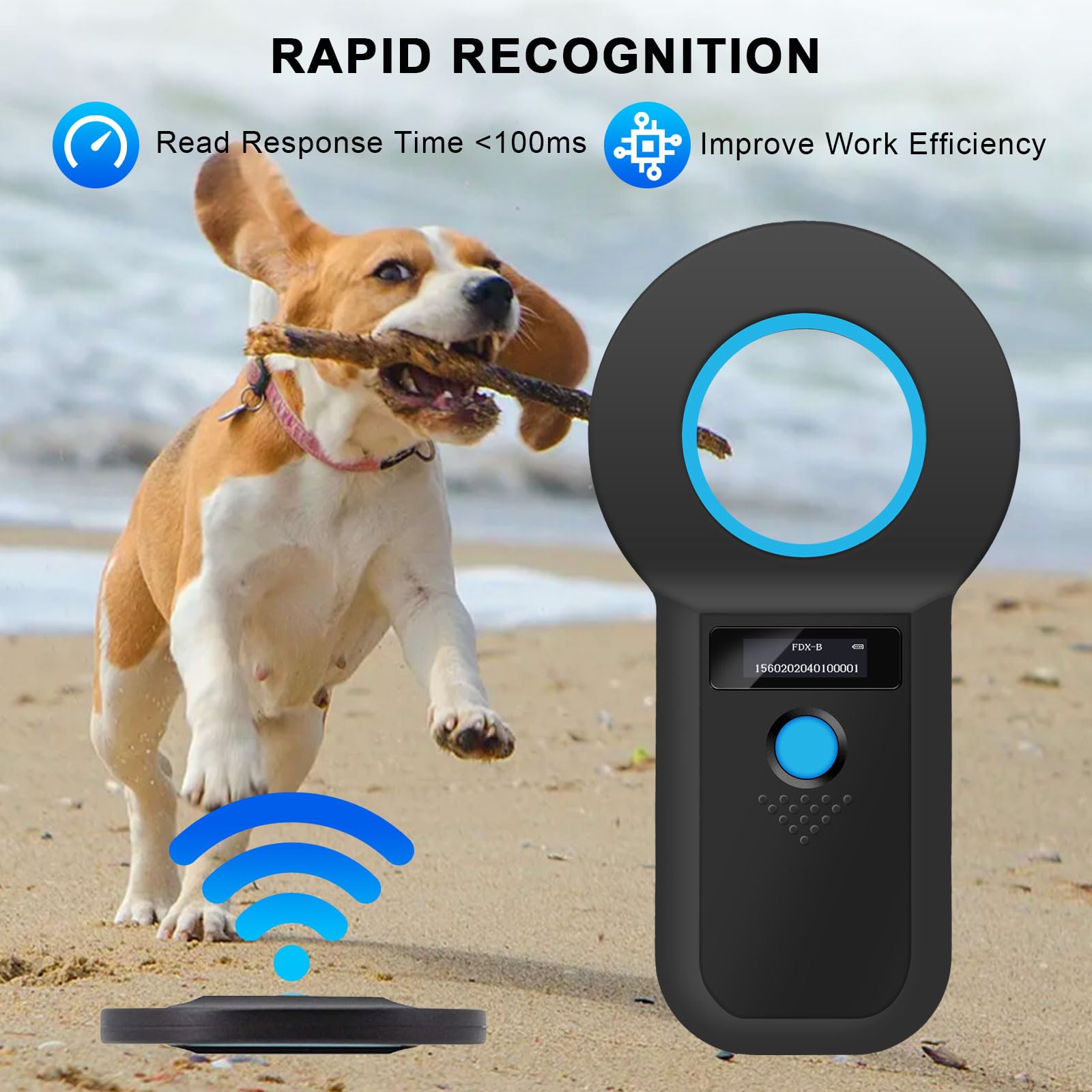ARCELI Lector Microchip Animales, Bluetooth Lector Chip Mascotas, Lector de Chip para Perros/Gatos 134,2KHz, 128 Almacenamiento de Datos, ISO11784/85/HFDX-B/EMID