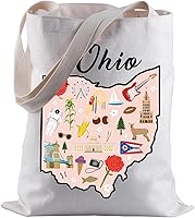 Vista 1 de BLUPARK Ohio State Map Tote Bag Ohio Souvenir Gift Ohio Travel Shopping Bag Ohio Lovers Gift