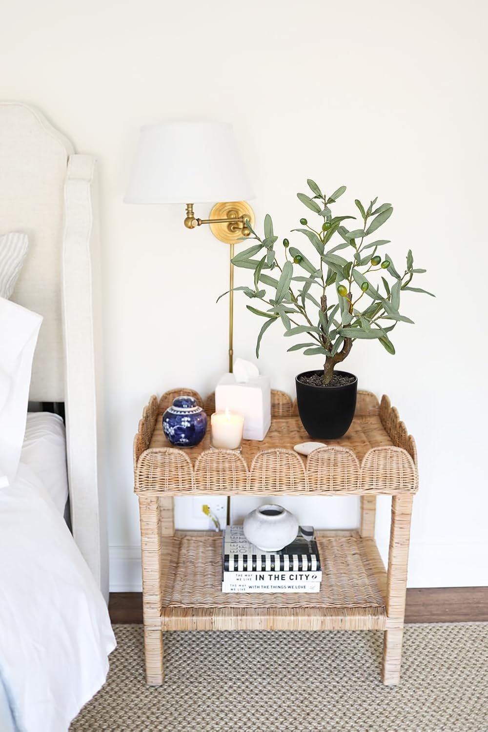 Briful Small Faux Olive Tree 18.9" Artificial Olive Plant with Black Pot Decorative Fake Olive Tree for Home Office Bathroom Table Farmhouse Décor