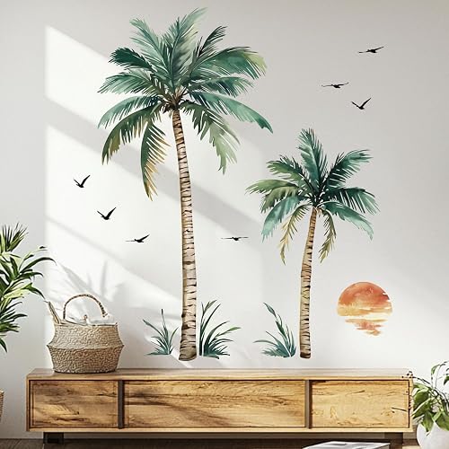 Sunset Palm Tree Wall Decals Sticker,Palm Tree Wall Stickers for