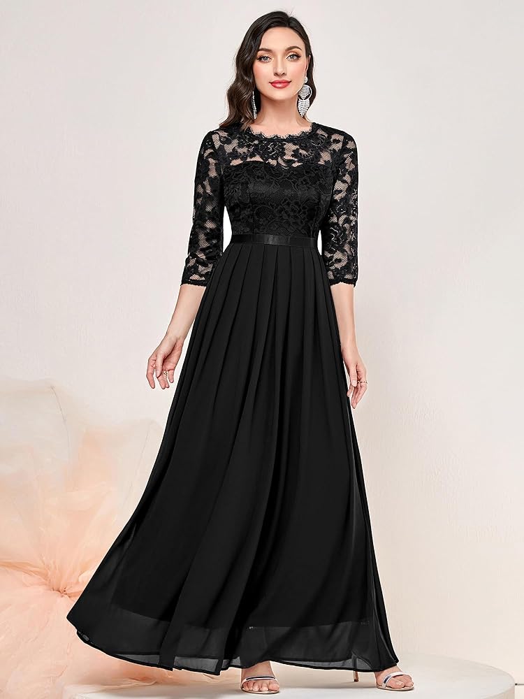 green emerald velvet dress Miusol Women's Elegant Floral Lace 3/4 Sleeve Bridesmaid Formal Maxi Dress  (Small, Black) : Clothing, Shoes & Jewelry