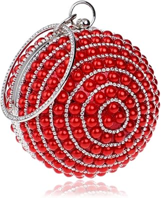 Womens Evening Bag Round Ball Wedding Handbag Artificial Pearl Purse