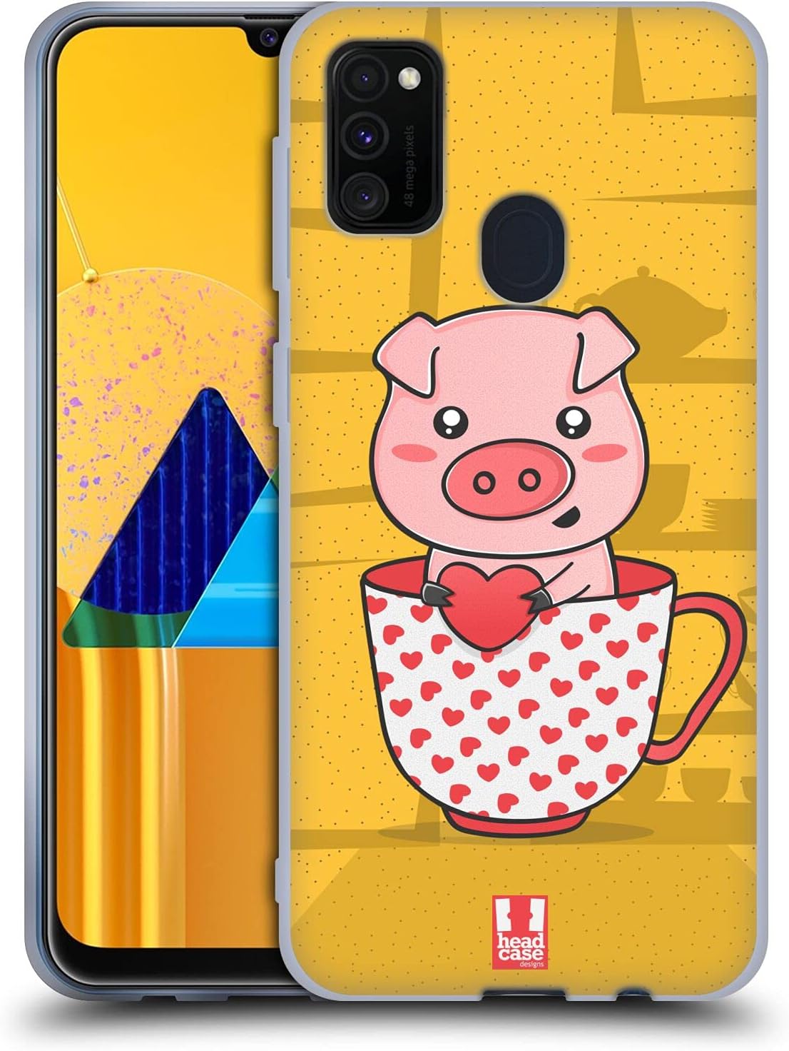 Head Case Designs Pig Teacup Pets Gel Case [Military Grade Protection] Compatible with Galaxy M30s (2019)/M21 (2020)
