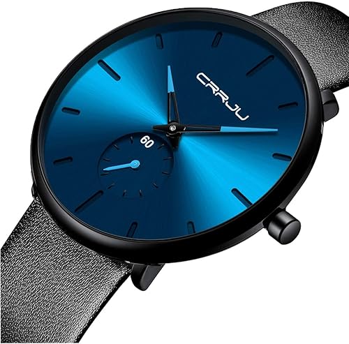 Miniatura 6 de Mens Watches Ultra-Thin Minimalist Waterproof-Fashion Wrist Watch for Men Unisex Dress with Leather Band