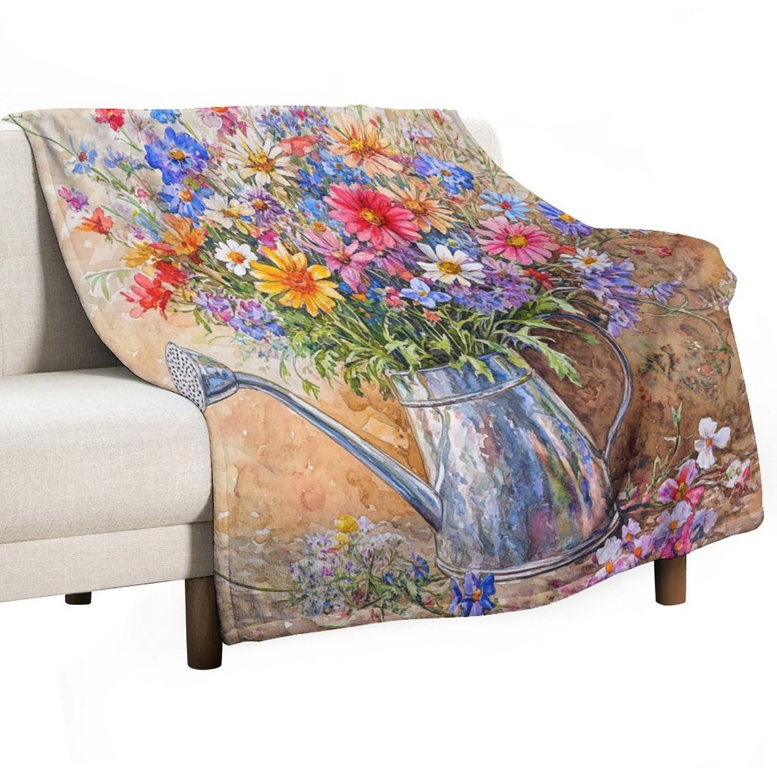 Couverture en flanelle à fleurs pour des soirées cocooning sur le canapé