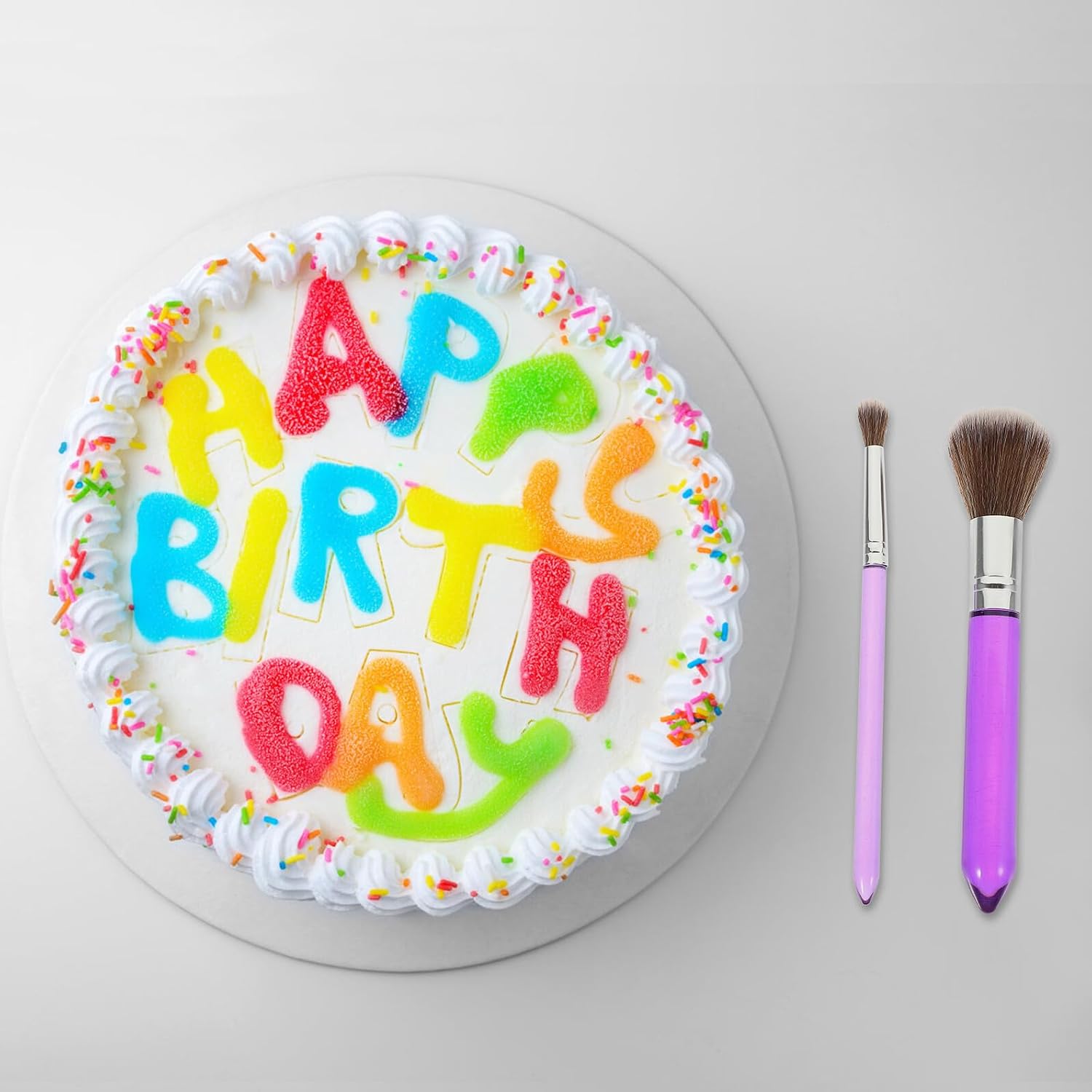 Yardwe Fondant Cake Decorating Brush Set, 2pcs Purple Watercolor Cake Painting Brushes, Household Dessert Decorating Tools for Fondant and Icing Design