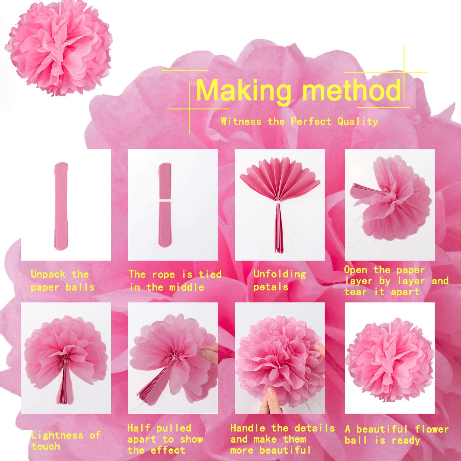 Whaline Flamingo Party Honeycomb Decoration, Hawaii Flamingo Paper Fans Pink Pom Poms Flowers Paper Lanterns Flamingo Gold Banner for Summer Beach Luau Birthday Baby Shower Wedding Party, 15Pcs