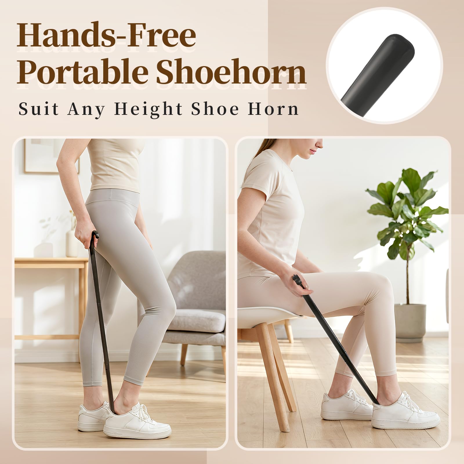Fanwer Bastón de vestir de 35.5 pulgadas de largo, cuerno de zapatos con mango largo para personas mayores, herramienta para quitar calcetines, ajustable, para personas con discapacidad y problemas de