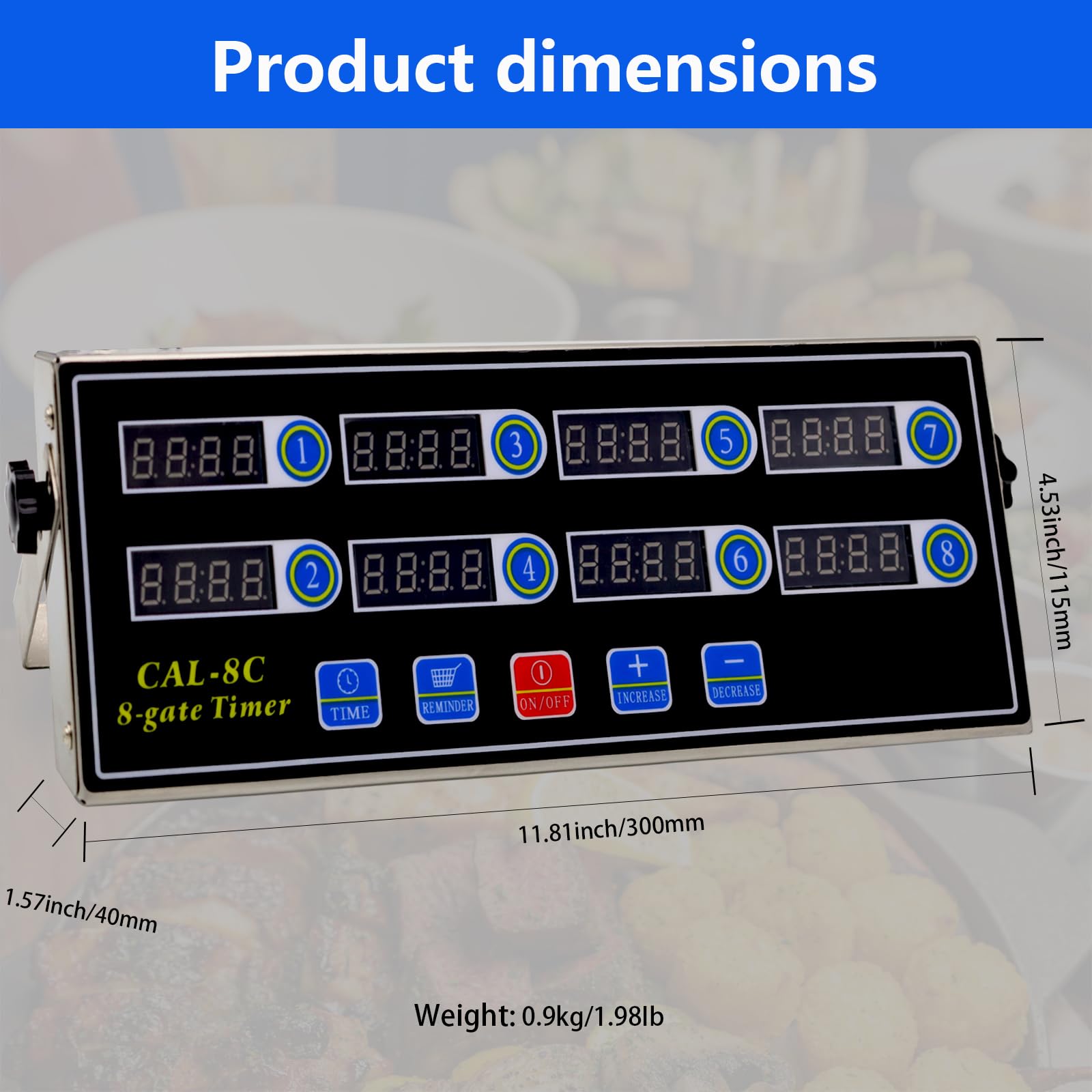 Temporizador de cocina comercial de 8 canales para el hogar, cocina, timbre de alarma fuerte, volumen ajustable, tostado al vapor, café tostado y temporizador de acero inoxidable