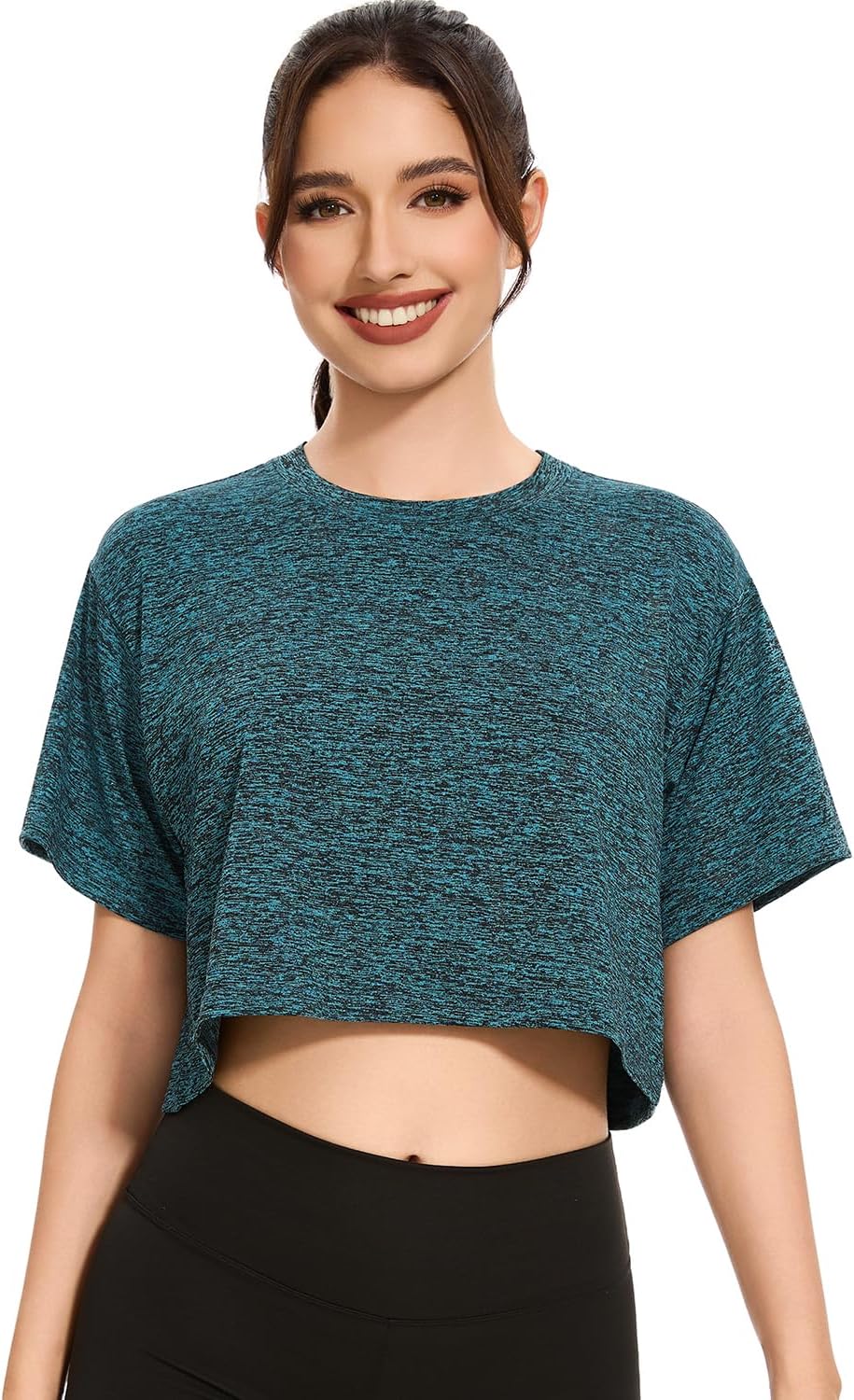 Cosy Pyro 5-Pack Women's Dry Fit Crop T-Shirts Short Sleeve Solid Cropped Athletic Top Crew Neck Casual Workout Yoga Tees - Image 2