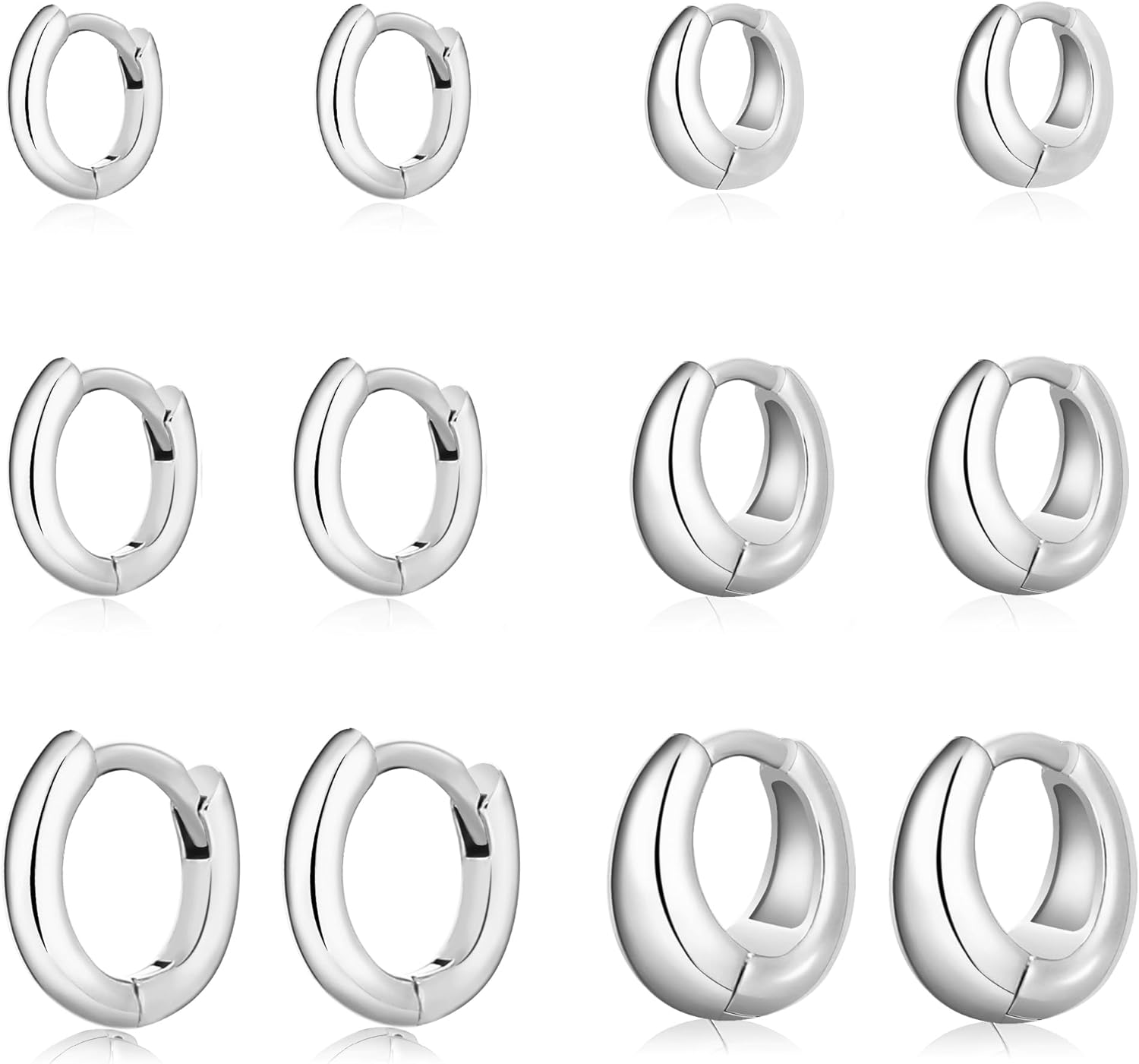 Wgoud Small Gold Hoop Earrings Set for Women, 6 Pairs 14K Gold Plated Hypoallergenic Lightweight Huggie Hoops Earrings, Trendy Cartilage Cubic Zirconia Earrings for Women Gifts.