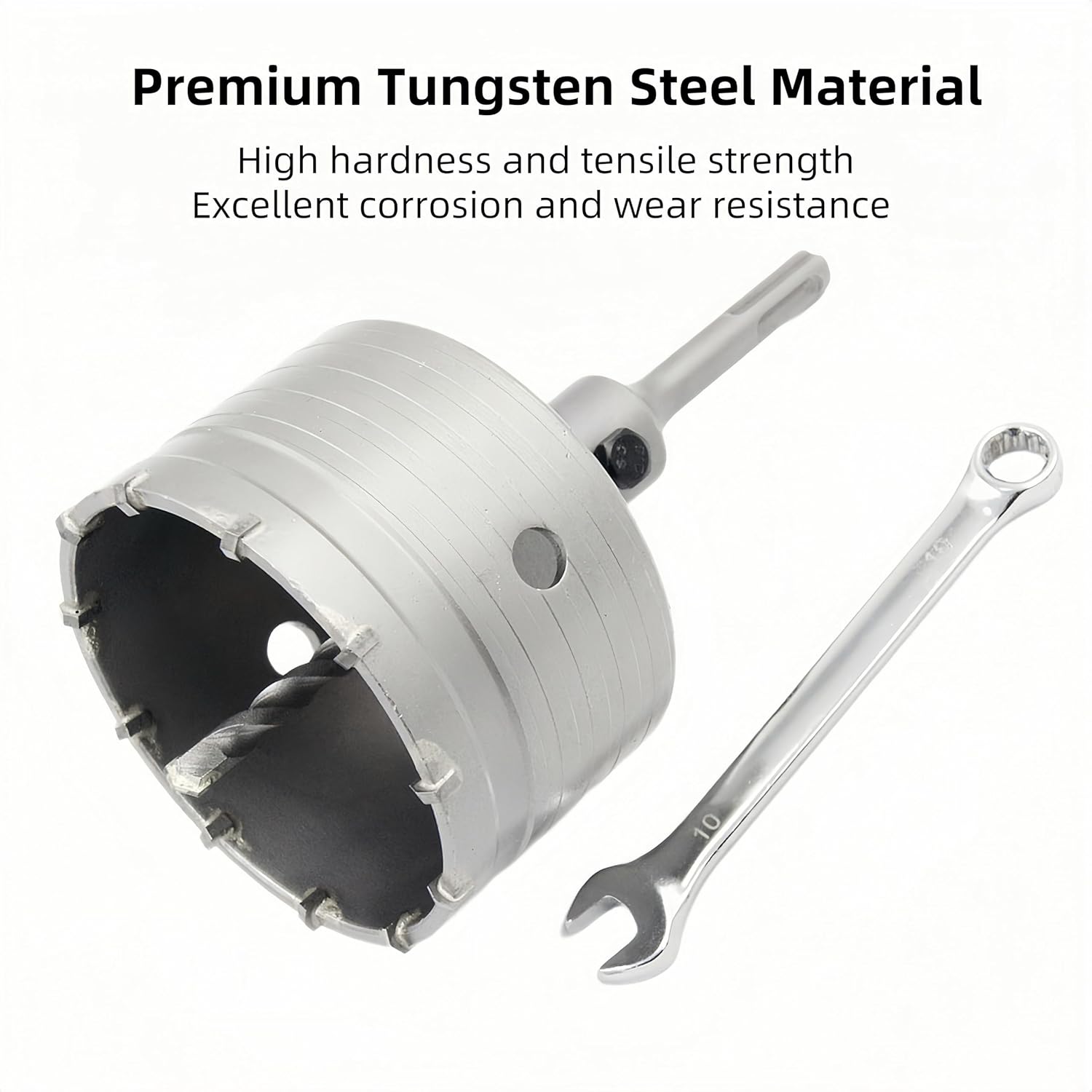 17PCS Concrete Hole Saw Kit, 30/40/50/65/80/100/110mm Carbide Masonry Hole Saw Drill Bit Set with SDS Plus & Max Shank for Concrete Cement Brick Stone Wall Drilling