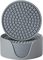 Vista 13 de Colinda Posavasos de silicona con soporte, juego de 6, tapete de taza para bebidas calientes o frías, al aire libre, engrosado, antideslizante, Rojo