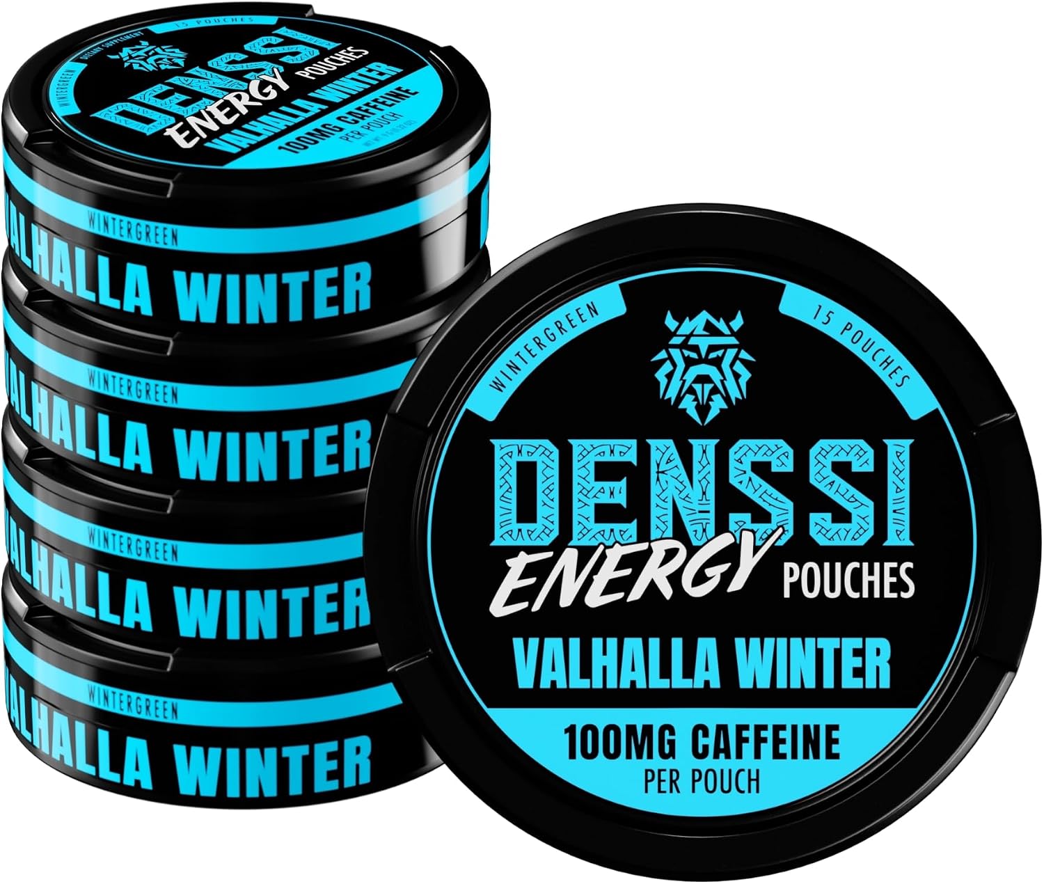 Energy Pouches – Fast-Acting Caffeine + Nootropic Boost – Sugar-Free, Tobacco-Free, Zero Crash Replacement/Alternative for Focus and Energy (5-Pack, Valhalla Winter (Wintergreen))