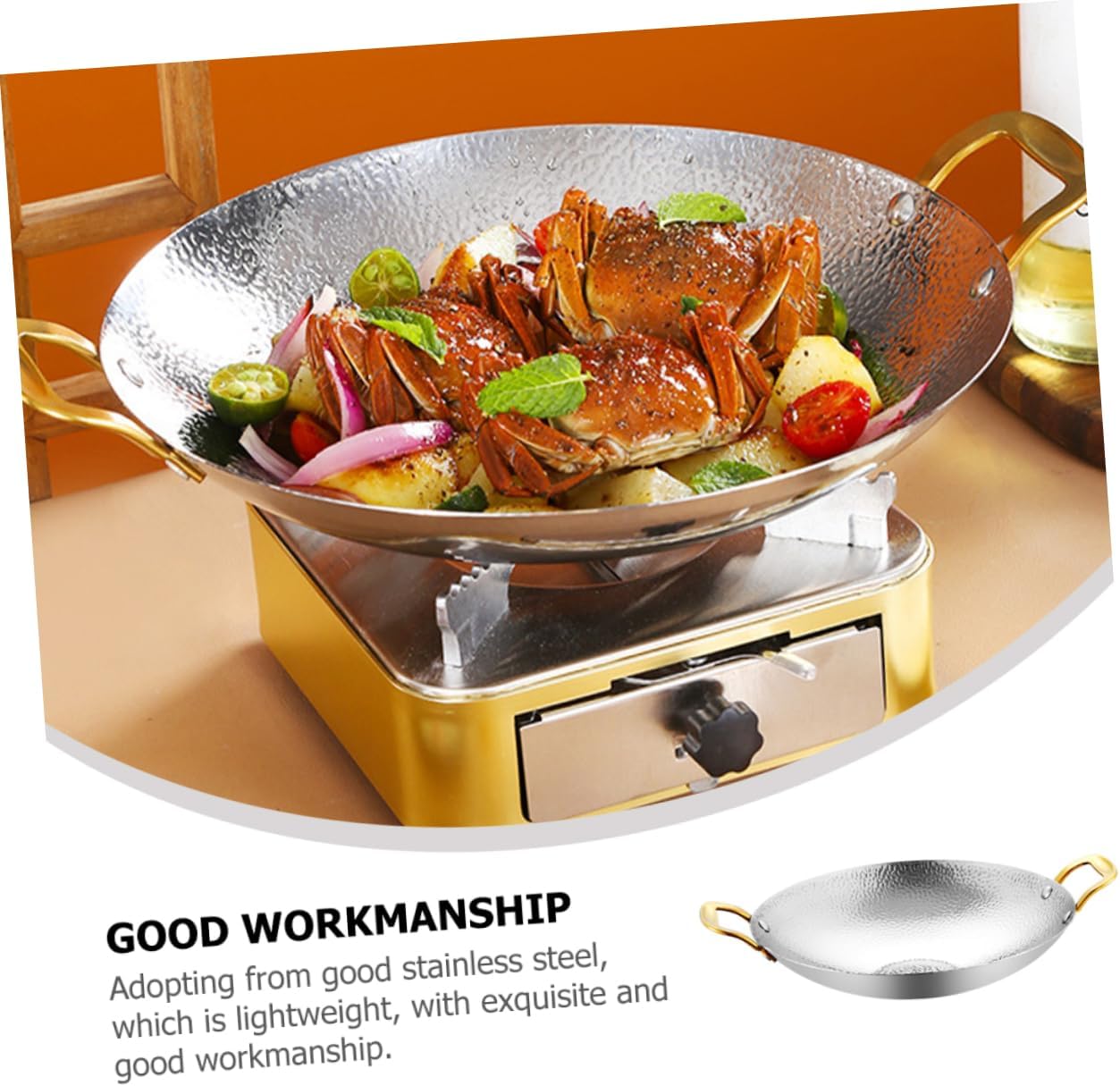 Hard Anodized Griddle Pan Double Handles Stainless Steel Cooking Pan Lid