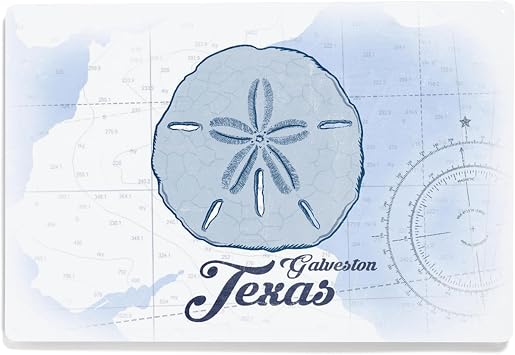 Metal Sign, Galveston, Texas, Sand Dollar, Blue, Coastal Icon