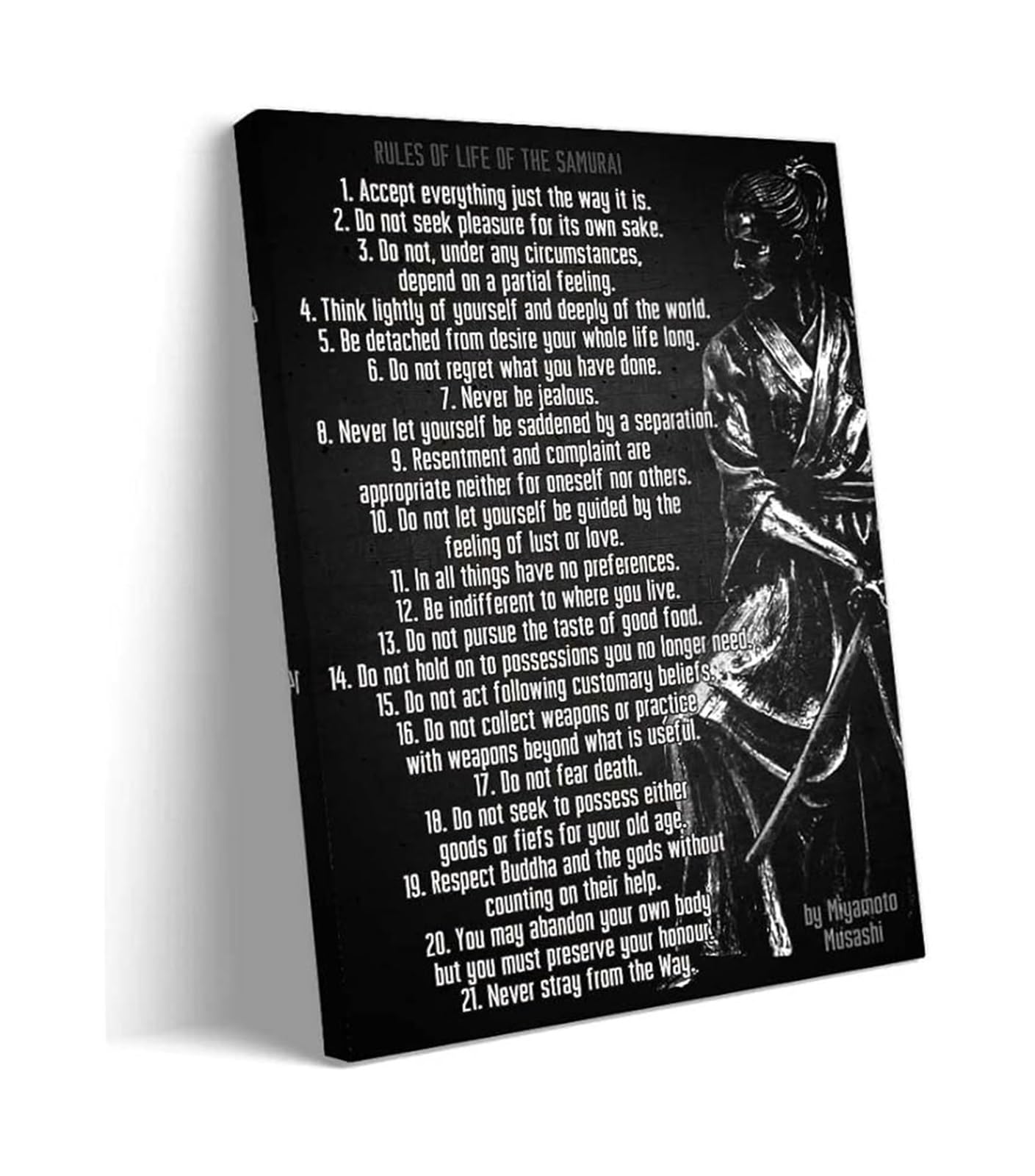MCQWOMFQAK Samurai Quote Wall-Art - Life Rules Black Motivational for Decor(Unframed,12x18inch(30x45cm))